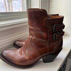 Lucchese Catalina M4986 Cognac Leather Ankle Boots | Double Buckle Western Boot